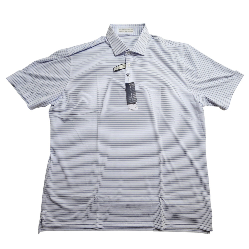 Holderness & Bourne Mens XXL The Turnbull Shirt Lavender Striped Golf Polo New‎